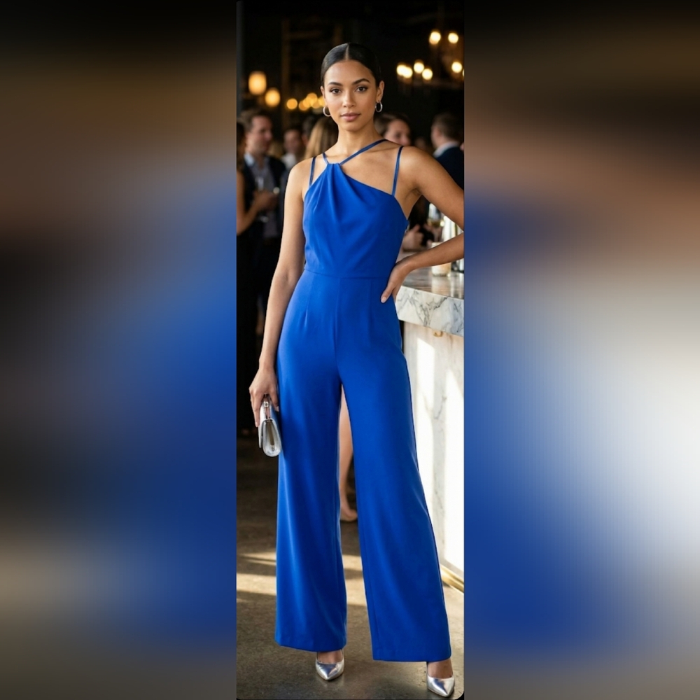 NWT Mango "Committed" Royal Blue One-Shoulder Jumpsuit 💙✨